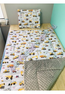 Szürke munkagépes prémium ágynemű 