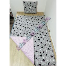 Szürke-rózsaszín minnie fejes prémium ágynemű 