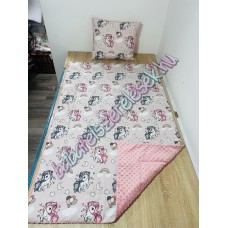 Szürke-rózsaszín unikornisos prémium ágynemű 