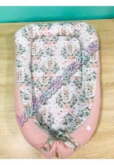 Babafészek - pasztell őzikés + Waffle darázsszövet Babafészek - pasztell őzikés + Waffle darázsszövet