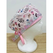 Műtős sapka - rózsaszín apró virágos