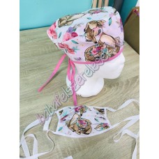 Műtős sapka - rózsaszín bambis