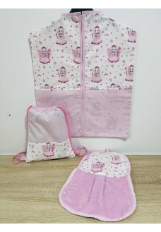 Rózsaszín-fehér tündéres - Új design Ovizsák+Tornazsák+Törölköző
