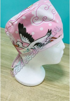 Műtős sapka - rózsaszín gólyás Műtős sapka - rózsaszín gólyás