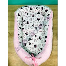 Babafészek - rózsaszín minnie fejes + pihe-puha minky Babafészek - rózsaszín minnie fejes + pihe-puha minky