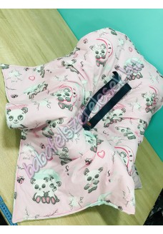 Babahordozó pléd - rózsaszín panda macis Babahordozó pléd - rózsaszín panda macis