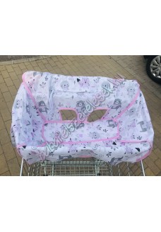 Rózsaszín-szürke állatos bevásárlókocsi huzat