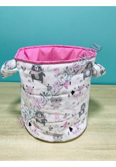 Rózsaszín-szürke állatos textil tárolók