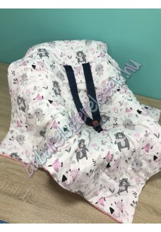 Babahordozó pléd - rózsaszín-szürke állatos