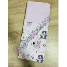 Rózsaszín-szürke állatos nyári dupla géz takaró