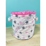 Rózsaszín-szürke csillagos textil tárolók