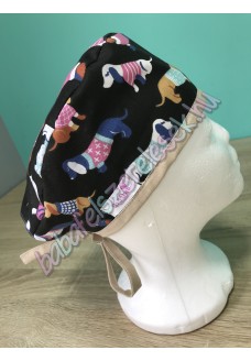 Műtős sapka - sötét tacskós