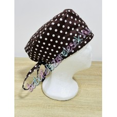 Műtős sapka - sötétbarna pöttyös