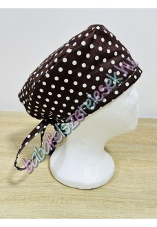 Műtős sapka - sötétbarna pöttyös
