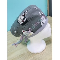 Műtős sapka - sötétszürke kutyás