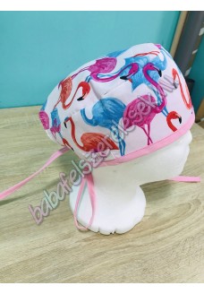 Műtős sapka - Színes flamingós
