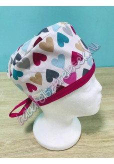 Műtős sapka - szines szives