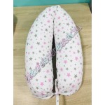 Babaágynemű szett - szürke-rózsaszín csillagos