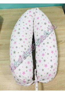 Szoptatós párna - szürke-rózsaszín csillagos
