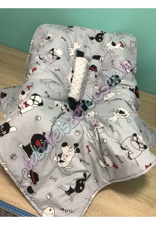 Babahordozó pléd - szürke kutyás