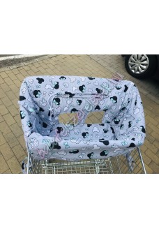 Szürke-menta minnie fejes bevásárlókocsi huzat
