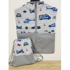 Szürke rendőrös - Új design Ovizsák+Tornazsák