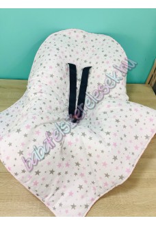 Babahordozó pléd - szürke-rózsaszín csillagos