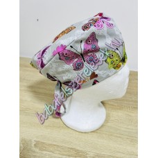 Műtős sapka - szürke-rózsaszín lepkés Műtős sapka - szürke-rózsaszín lepkés
