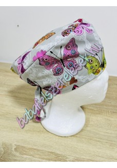 Műtős sapka - szürke-rózsaszín lepkés Műtős sapka - szürke-rózsaszín lepkés