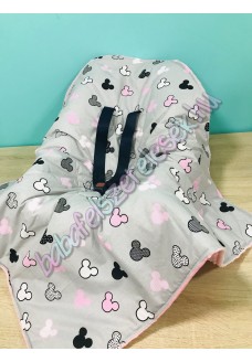 Babahordozó pléd - szürke-rózsaszín minnie fejes