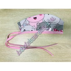 Műtős sapka - szürke-rózsaszín vizilovas