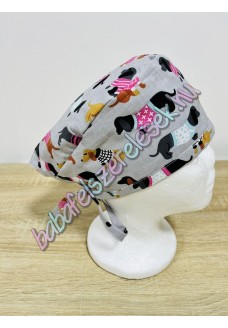 Műtős sapka - szürke tacskós