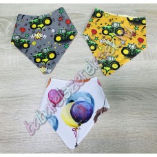 szürke - sárga traktoros - lufis nyálkendő