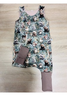 Zsálya-barna erdei állatos prémium hálózsák