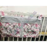 Szürke-rózsaszín kolibris prémium waffle darázsszövet babaágynemű szett